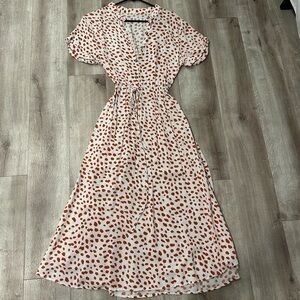 Polka dot white and burnt orange/brown dress